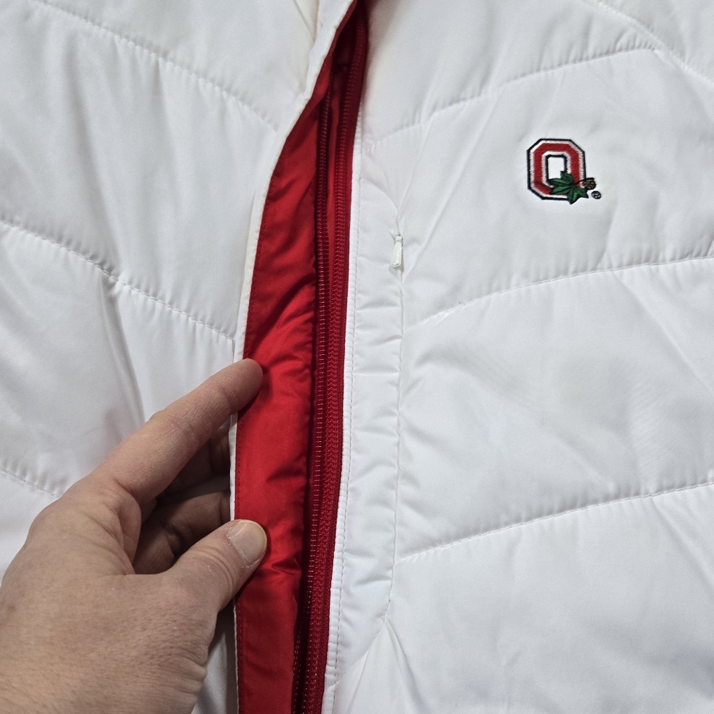 Columbia Reversible Puffer Vest White and Red Ohio State EUC size large - Picture 12 of 12